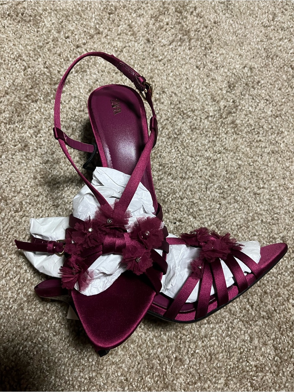 Zara Fuchsia Floral Strappy Heels